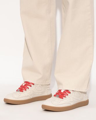 Ganni Lace-up Sports Shoes, Womens, Cream