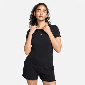 Nike Womens Chill Knit Crop T-Shirt - White/Black Size XXL