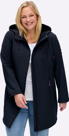 Sheego Softshelljacke SHEEGO, Damen, Gr. 40, blau (tiefblau), 94% Polyester, 6% Elasthan, Wattierung:100% Polyester, unifarben, Jacken Softshelljacke
