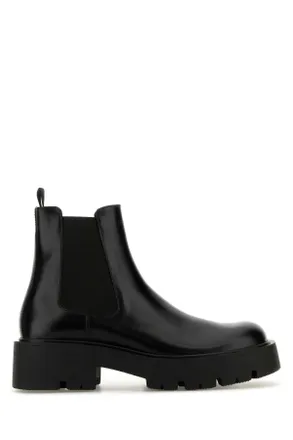 Prada Black Leather Ankle Boots