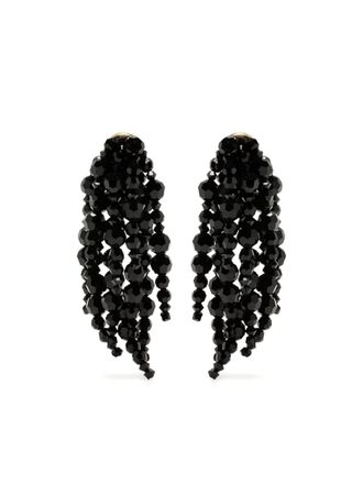 Simone Rocha cascading chandelier earrings - women - Brass/Crystal - One Size - Black