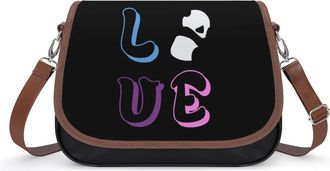 Generic Love Panda Leather Crossbody Bags for Women Messenger Handbag Purse Shoulder Bag