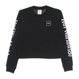 HUF Long Sleeve Crew Neck Crop Top T-Shirt - Dames - Longsleeves - Zwart - M - Katoen - Tops