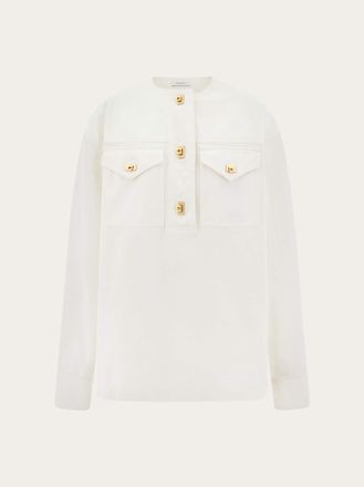 Ferragamo Donna Camicia in gabardina lavata Bianco