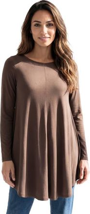 Roaman's Plus Size Boatneck Swing Ultra Drape Tunic Top in Chocolate at Nordstrom, Size 44