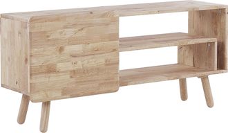 Beliani Beliani - Mueble De Tv De Madera De Caucho Clara 1 Puerta 2 Estantes Almacenaje Retro Escandinavo Sala De Estar Westfield