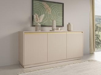 Vente-Unique Credenza con 3 ante in MDF Beige e Dorato - POSINIA di Pascal MORABITO