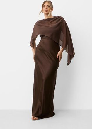 Six Stories Square Neck Satin Bridesmaid Dress in Chocolate at Nordstrom, Size 10