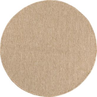 Nazar Rugs Alfombra interior/exterior en yute beige dibujo en espiga di&aacute;metro 160