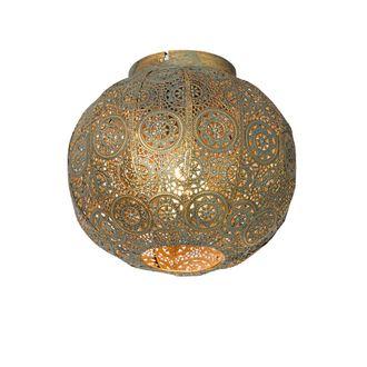 QAZQA Qazqa - Oriental Plaf&oacute;n Inteligente Dorado Con Verde De 28,5 Cm Con Wifi A60 - Baloo Acero Esfera Adecuado Para Led Max. 1 X 4.9 Watt