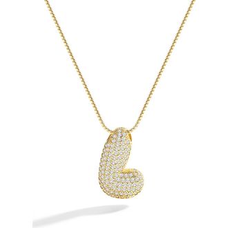 Mint & Lily Pave Bubble Initial Necklace in 18K Gold /Letter L at Nordstrom