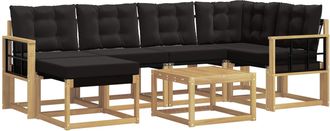 vidaXL Conjunto De Sof&aacute;s De Exterior 7 Uds. Blanco Y Negro Vidaxl