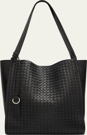 Bottega Veneta Mens Small Corriere Tote Bag in Intrecciato Leather