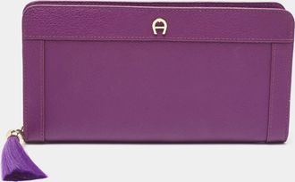 Aigner Purple Leather Cavallina Tassel Continental Wallet