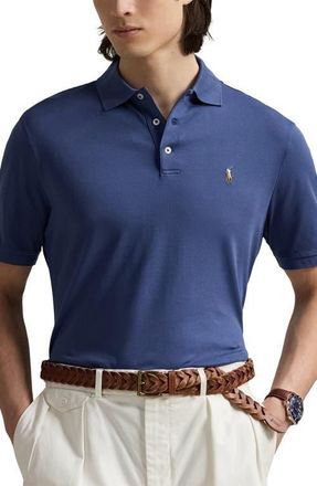 Polo Ralph Lauren Classic Fit Cotton Polo in Earth Blue at Nordstrom, Size X-Large