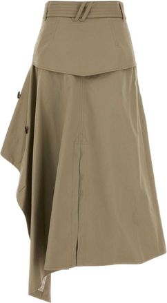 Burberry Womens Cappuccino Gabardine Skirt Saltmarshbeige Gonne