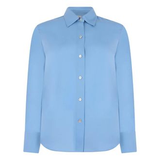 Vince Shirts, female, Blue, Size: L Silk Shirt with Long Sleeves