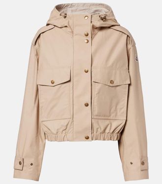 Moncler Carex cropped hooded cotton-blend poplin jacket