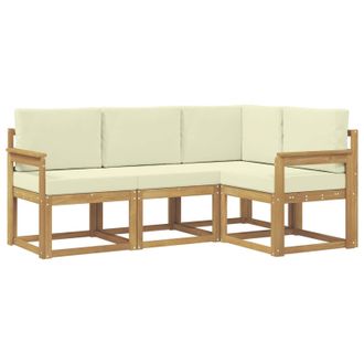 vidaXL Conjunto De Sof&aacute;s De Exterior Con Coj&iacute;n 4 Pcs Blanco Y Crema Vidaxl