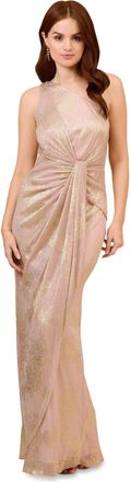 Adrianna Papell Metallic One Shoulder Gown