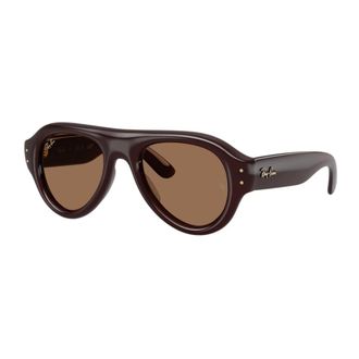 Ray-Ban Aviator Puffer Zonnebril - Heren - Zonnebrillen - Bruin - 52 MM - Nylon - Accessoires