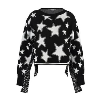 Stella McCartney Stella McCartney, Round-neck Knitwear, female, Multicolor, Size: 2XS Star Pattern Knit Sweater