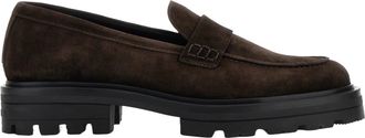 Hogan Elegant Brown Suede Moccasins With Rubber Sole