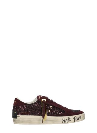 Crime London Bordeaux Sk8 Deluxe Glitter Suede Leather Sneakers