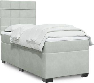 vidaXL Vidaxl - Cama Box Spring Con Colch&oacute;n Terciopelo Gris Claro 90x190 Cm