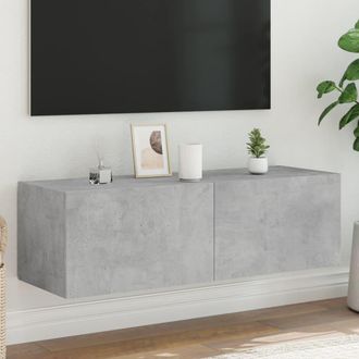 vidaXL Vidaxl - Mueble De Tv De Pared Con Luces Led Gris Hormig&oacute;n 100x35x31 Cm