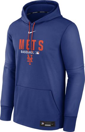 Nike Mens New York Mets Authentic Collection Nike Therma MLB Pullover Hoodie in Blue | NAC3156NNME-RMG