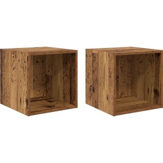 vidaXL Vidaxl - Mueble De Pared Con Estante 2 Pcs Madera Vieja 37 X 37 X 37 Cm