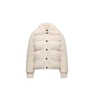 Moncler Moncler Hillehorn Alpaca Blend Short Down Jacket, Women, White, Size: Xs