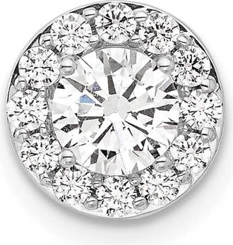 Diamond2Deal 14K White Gold Lab Grown Diamond Round Halo Chain Slide Pendant (0.71ct, VS, G-H)
