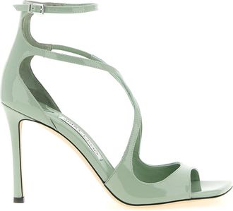 Jimmy Choo London Azia 95 Sandalen - Dames - Sandalen met hakken - Groen - 38 EU - Leer - Schoenen