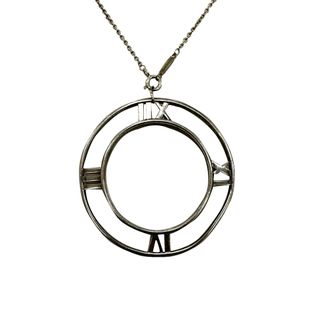 Tiffany & Co. Pre-owned Womens & Co. Atlas Roman Numeral Round Pendant Necklace in Silver Sterling Metal - Gold - One Size