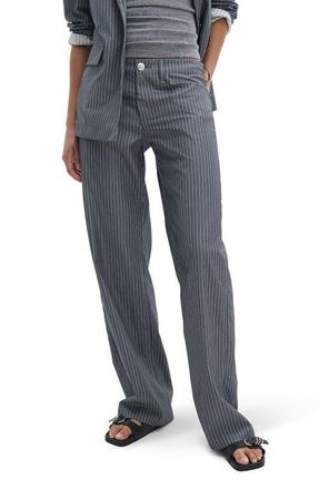 Rag & Bone Saige Stripe Straight Leg Cotton Poplin Pants in Salst at Nordstrom, Size 14