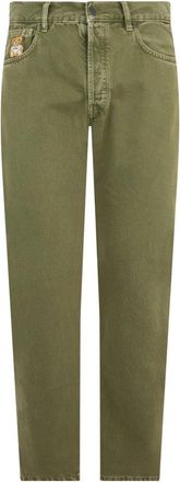 Moschino Katoenen broek met rechte pijpen - Heren - Slim Fit Jeans - Groen - S - Katoen - Jeans