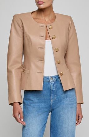 L'agence Mariella Leather Blazer in Cappuccino at Nordstrom, Size 00