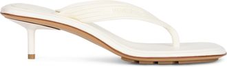 Bottega Veneta Womens Heeled Flip-Flops Sampieri White Lambskin Leather Shoe