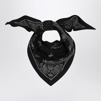 Destin Paisley black wool scarf
