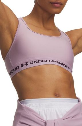Under Armour HeatGear Mid Cross Back Sports Bra in 698 Mauve Pink at Nordstrom, Size Xx-Large