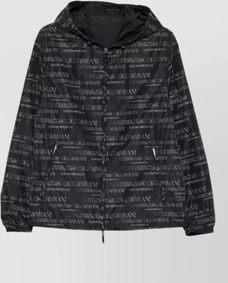 Emporio Armani logo print hooded raincoat