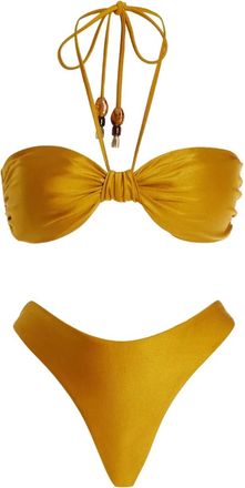 Zimmermann knotted halterneck bikini - women - Polyamide/Elastane/Polyamide/Elastane - 2 - Yellow