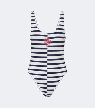 Jean Paul Gaultier Logo striped swimsuit