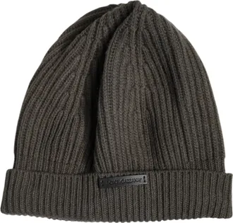 Dolce & Gabbana Green Wool DG Plaque Knitted Winter Beanie Mens Hat (Pre-Owned)