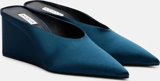 Alaia Ala&iuml;a Cube satin wedge mules