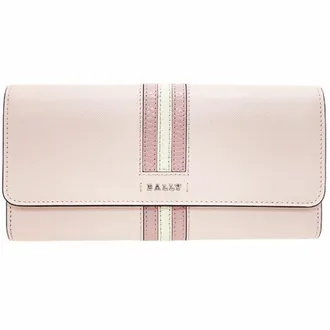 Bally Pink White Leather Long Wallet (Bi-Fold) (Pre-Owned)