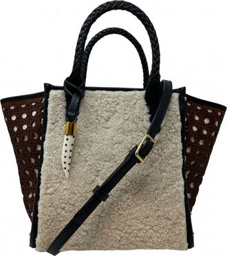 Kempton & Co. Mini Shearling Tote In Brown