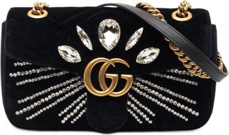 Gucci Pre-owned Gucci Medium GG Marmont Matelasse Velvet Crystal Embellished Shoulder Bag Ladies X5YID7RABEF8FVRI